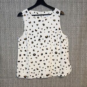 Lark & Ro Women's Sleeveless Tank Blouse Beige With Leopard Print, Size 10 NWT